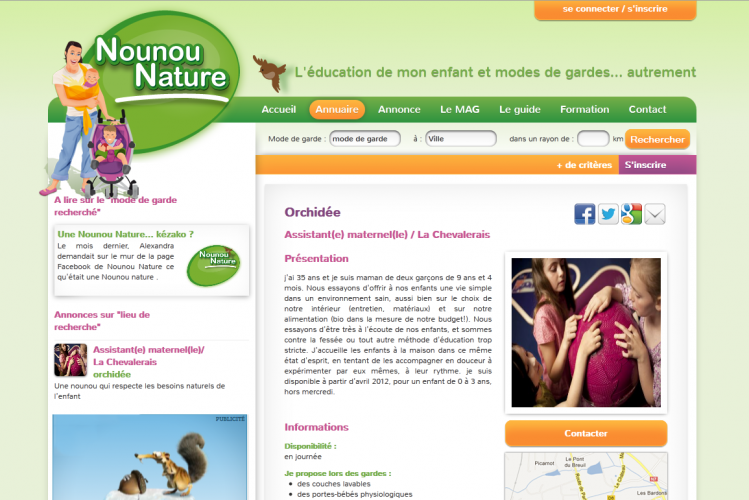 Nounou Nature website